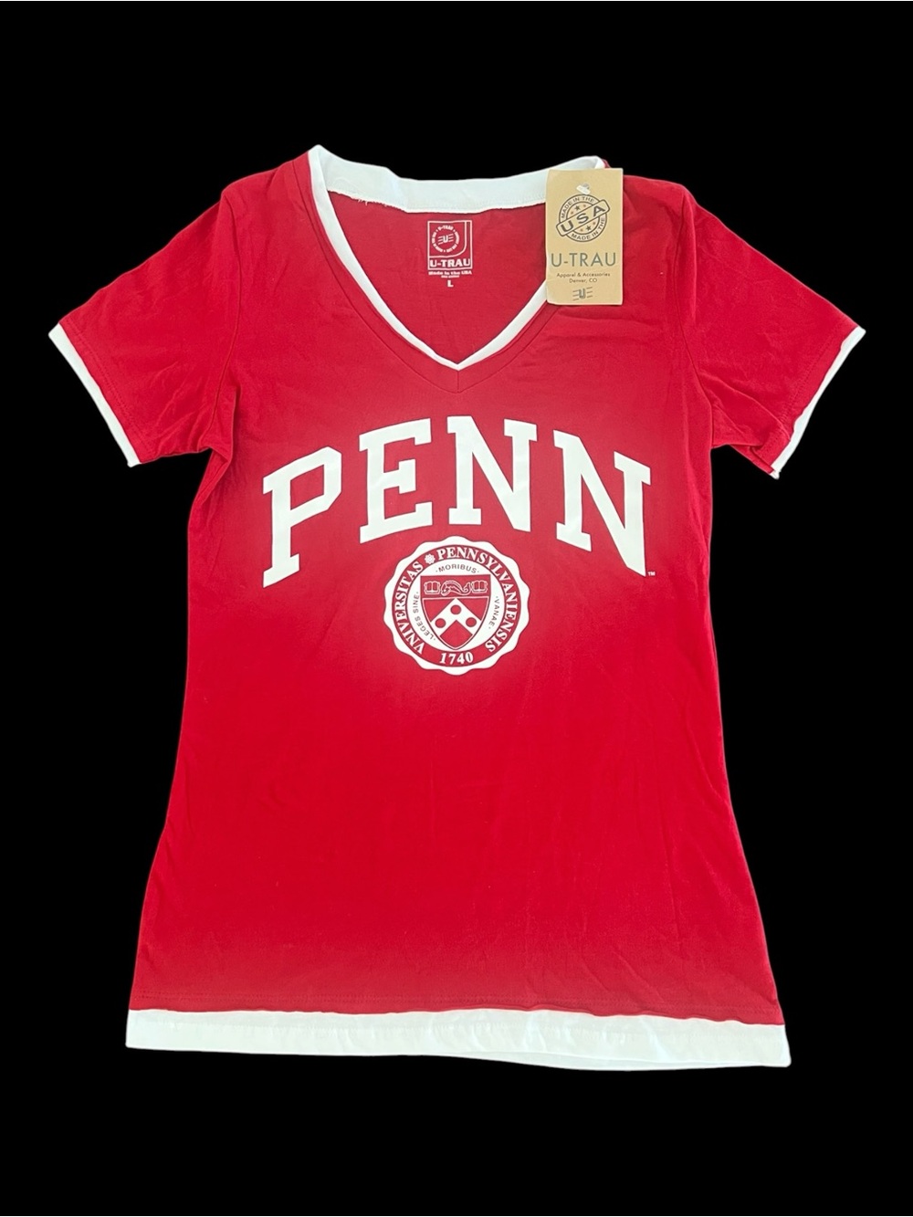 Vintage university of Penn t shirt new with tags dead stock Y2K red v neck L